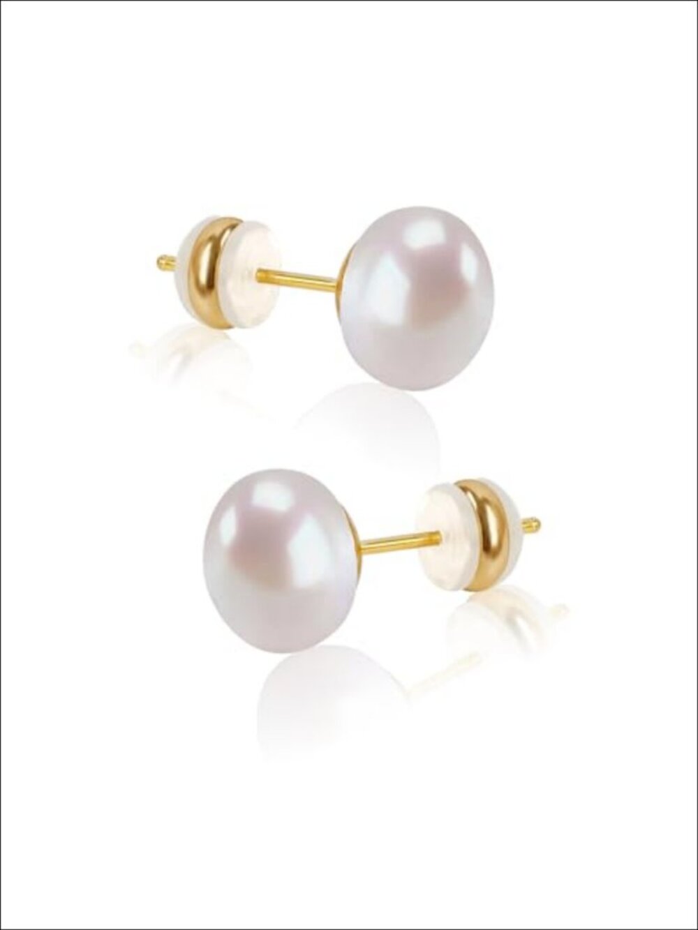 Freshwater Cultured Pearl Stud Earrings 18K Gold Plated Sterling Silver